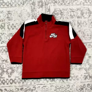 Vintage Nike Pullover Boys Red Track Spell Out Youth 1/4 Zip Sweatshirt Size 4 - Picture 1 of 7