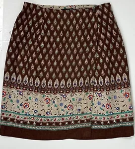 "Falda envolvente vintage años 90 cachemira 30"" cintura alta chocolate marrón rayón floral boho" - Imagen 1 de 9