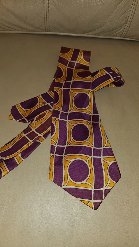 Corbata vintage de mediados de siglo odiosa ruidosa para hombre púrpura dorada Foto 1 de 1