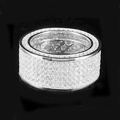3.00Ct Iced Out Diamond Full Eternity Men's Wedding Band 14k White Gold Finish - Image 1 of 4