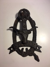Vintage 7.5 x5 Cast Iron Door Knocker Long Horn Lone Star Welcome