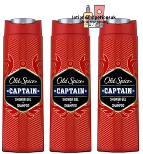 3 x Old Spice CAPTAIN Shower Gel & Shampoo 400ml - Picture 1 of 3