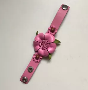 Rosa Leder Stiefmütterchen Armband - Bild 1 von 2