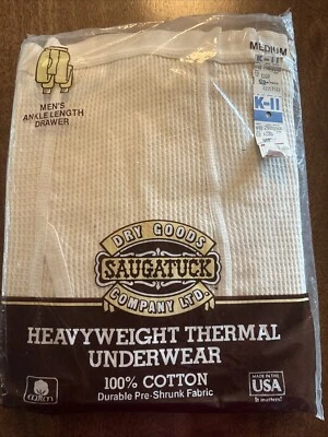Ropa interior térmica vintage Saugatuck Dry Goods Long Johns para hombre pantalones M marfil Foto 1 de 4