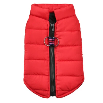 Warm Dog Vest Waterproof Padded Puppy Coat Zippered Jacket with Leash Anchor - Image 1 of 4