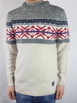 Herren Rundhalspullover Norweger Style Sweater Pulli Pullover Winter Weinachten - Bild 1 von 4