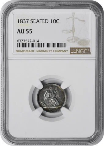 1837 Liberty Seated Silver Dime AU55 NGC Cover