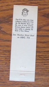 FUNDA DE MATCHBOOK DE PROGRAMA DE TELEVISIÓN ABC: BOURBON STREET BEAT PIRATA MATCHCOVER -C14 - Imagen 1 de 2