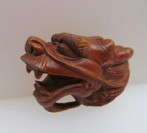 Netsuke signierte japanische Netsuke Drache Handgeschnitztes Holz - Bild 1 von 10