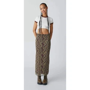Urban Outfitter Y2K Style Wave Printed Maxi Mesh Maxi Skirt - Picture 1 of 10