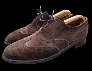 Cheaney Brown Suede Oxford Brogues UK 9.5 Grosvenor Shoes Snuff England - Picture 1 of 13