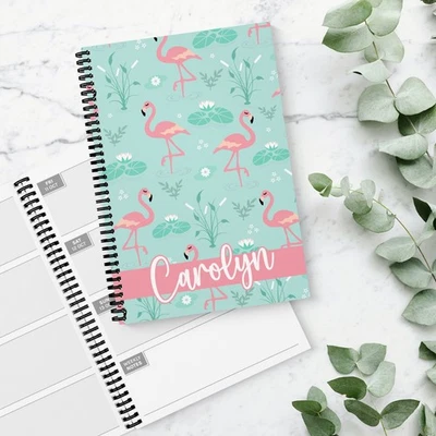 THE GIFTIE COMPANY 2026 2027 Diary FLAMINGO Personalised Week View Organiser School Office Planner
