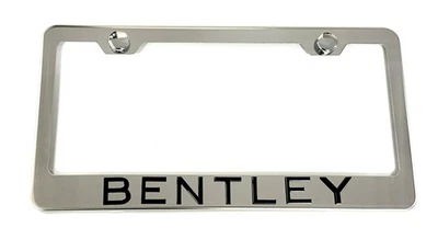 Marco de matrícula de acero inoxidable Bentley Bentayga 3D libre de óxido con tapas Foto 1 de 4