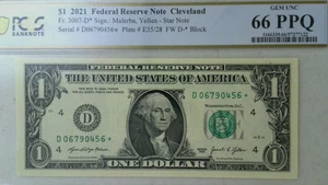 2021 $1  STAR Note GEM UNC 66 PPQ D06790456* Sequential's Are Available - Picture 1 of 2