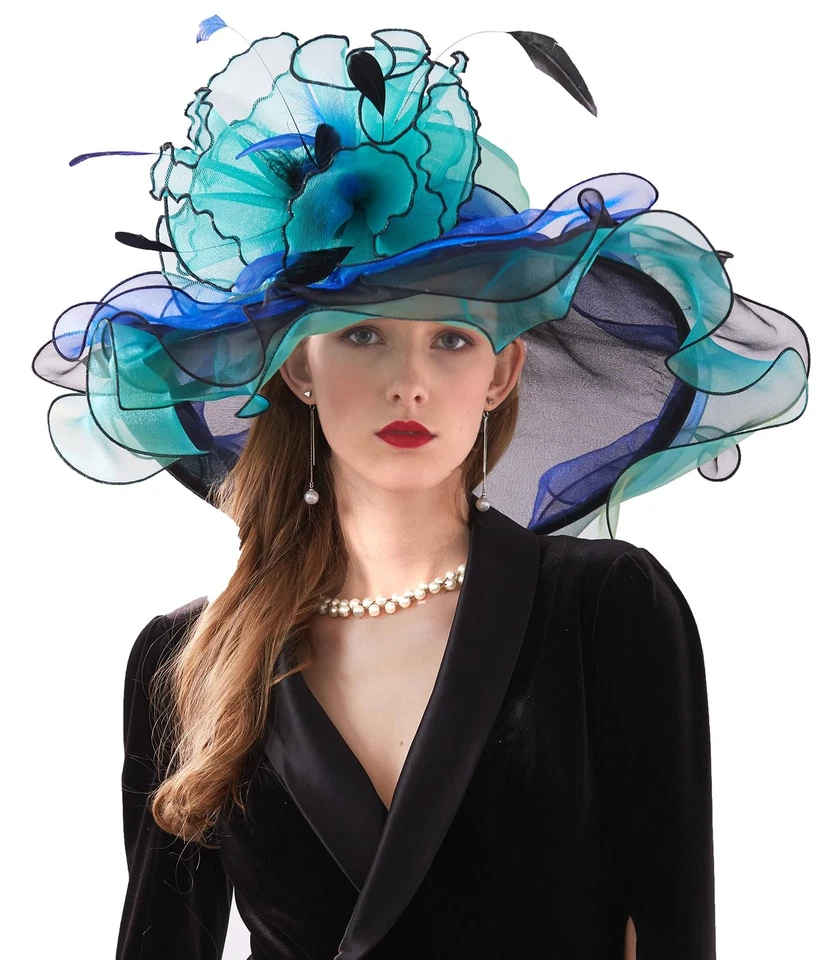 Women's Organza Fascinator Church Hat with Floral Detail for Tea Party Wedding - Image 1 of 4