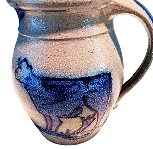 NEW RARE Vintage 1988 Rowe Pottery Works Cow Pitcher / Jug Salt Glaze Stoneware - Picture 1 of 5