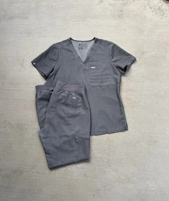 FIGS Scrubs Womens Medium Gray Set Zamora Jogger Tall Pants Catarina Top Medical - Image 1 of 4