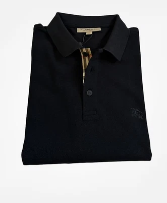 Burberry Men's Short Sleeve Casual Check Polo Shirt Black XXL - Image 1 of 4