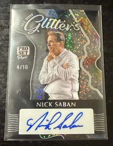 2024 Leaf Pro Set Pure All That Glitters Silver Sparkle Auto 4/10 Nick Saban - Picture 1 of 3