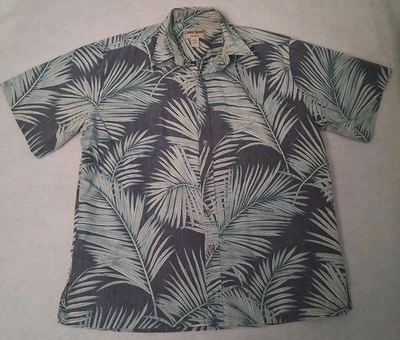 Mens Cooke Street Hawaiian short sleeve shirt L cotton floral purple - Image 1 of 4