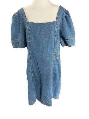 Joie NWT Denim Dress, Zip Back, Puff Sleeves, Sz XL - Image 1 of 4