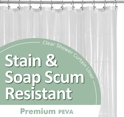 Barossa Design Plastic Shower Liner Clear - Premium PEVA Shower Curtain Liner wi - Image 1 of 4