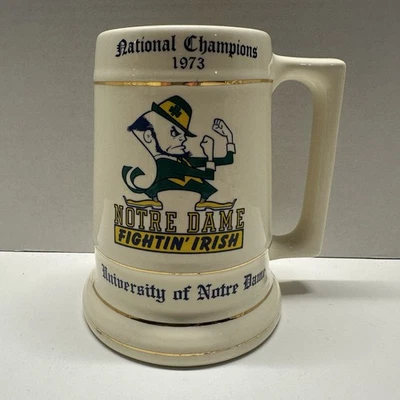 Notre Dame University Fightin Irish Beer Stein Mug 1973 National Champions USA - Image 1 of 4
