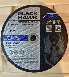 50 Pack 9"x.075"x7/8" Cut-off Wheel - Metal & Stainless Steel Cutting Discs - Picture 1 of 5