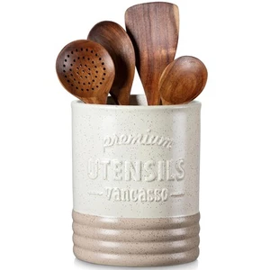 Sabine Utensil Holder, 7.2" Large Utensil Crock for Kitchen Counter, Ceramic ... - Picture 1 of 7