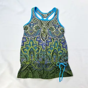 Sujetador sin mangas Athleta para mujer pequeño azul verde tic tac punta con cordón cintura - Imagen 1 de 8