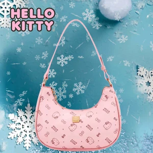 Sanrio Hello Kitty Pink Monogram Shoulder Bag Ladies Faux Leather AOP Logo Purse - Picture 1 of 12
