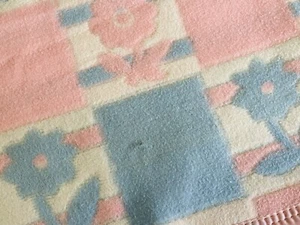 Vintage Baby Blanket By Esmond Pink Blue Florals 40’s 37x51 - Picture 1 of 11