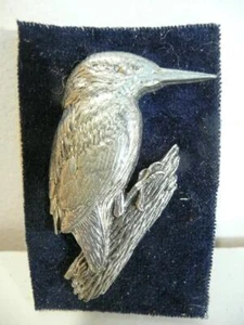 PEWTER KINGFISHER LAPEL PIN BROOCH - Picture 1 of 4