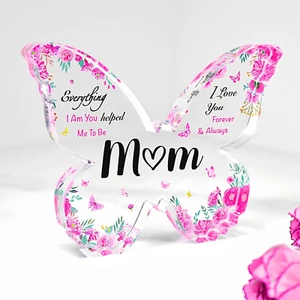 Mothers Day Gifts for Mom - Engraved Butterfly-Shaped Acrylic Plaque Decor 5 X 3 - Picture 1 of 12