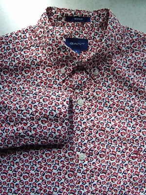 Camisa Gant Blanca Roja Floral Talla M Foto 1 de 4