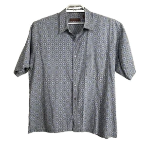 Tori Richard Herren Gr. XL Baumwolle Blau Batik Geometrisches Muster Button Down Hemd - Bild 1 von 7