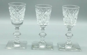 Vintage Hawkes Crystal Cordial Glasses Square Base Set of 3 - Picture 1 of 17