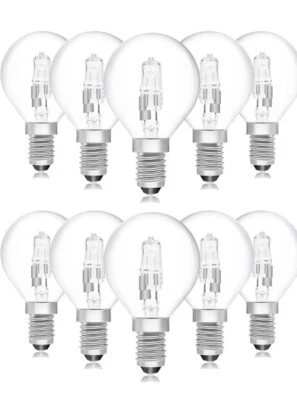 10 x Low Energy Halogen G45 28W E14 Clear golf ball shape - Image 1 of 4