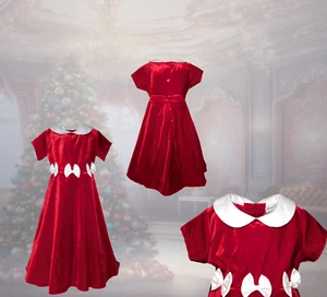 Rare Too! Girls Size 5 Red Velour Velvet Christmas Holiday Dress - Picture 1 of 3