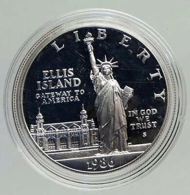 1986S UNITED STATES Ellis Island Statue of Liberty NY Proof Silver $ Coin i94188 - Image 1 of 3