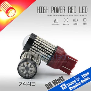 2X 7443/7440 50W Red LED Rear Brake Stop High Power Tail Parking Light Bulbs - Picture 1 of 6