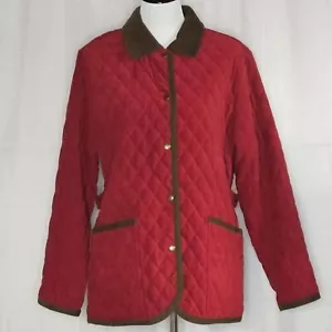 Orvis Deep Red Quilted & Corduroy Lined Adjustable Waist Snap Front Barn Coat - Picture 1 of 16