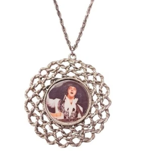 Collar Colgante Elvis Presley Tono Plata Medallón Cadena Rockabilly - Imagen 1 de 7