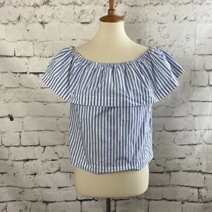 Wilfred Aritzia Top Damen mittelblau weiß Hollande Streifen schulterfrei - Bild 1 von 12