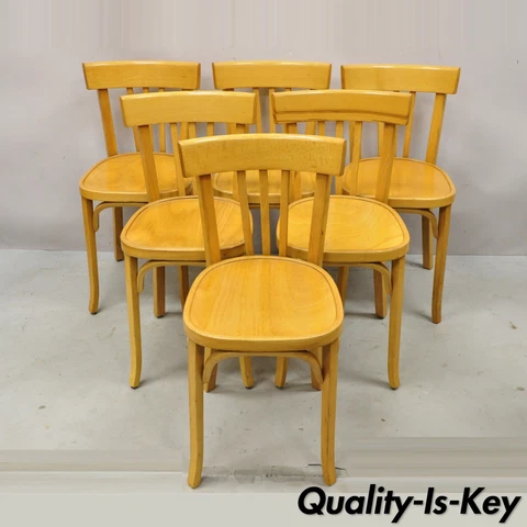 Vintage Baumann 83 Parisian Bistro Bentwood Dining Chairs - Set of 6 Cover