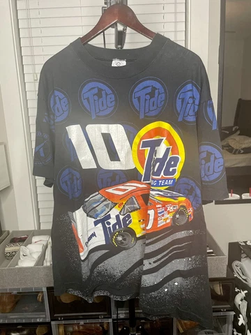 Vtg 90s Ricky Rudd Nascar Racing AOP T Shirt XXL Tide Winston Cup Cover