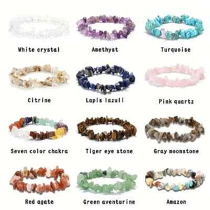 Crystal Gemstone Bracelet Bead Chakra Natural Stone Stretch Reiki Jewellery Gift - Picture 1 of 51