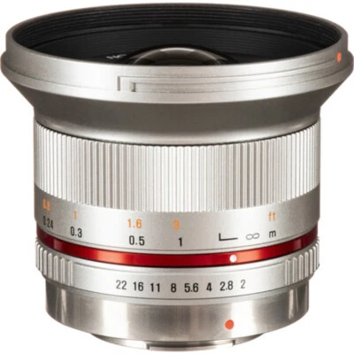 Rokinon 12mm F2.0  Ultra Wide Angle Lens for Sony MFT,Silver - Image 1 of 4