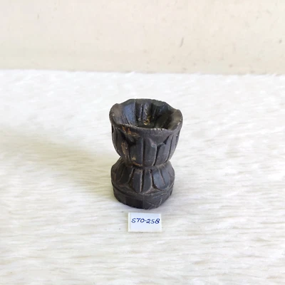 18c Antique Handcrafted Flower Shape Black Stone Oil Lamp Old Collectible STO258 - Image 1 of 4