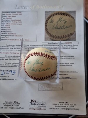 VINTAGE Hank Aaron AUTOGRAPHED OAL (Brown) Ball, Milwaukee Brewers, JSA Auth! - Image 1 of 4